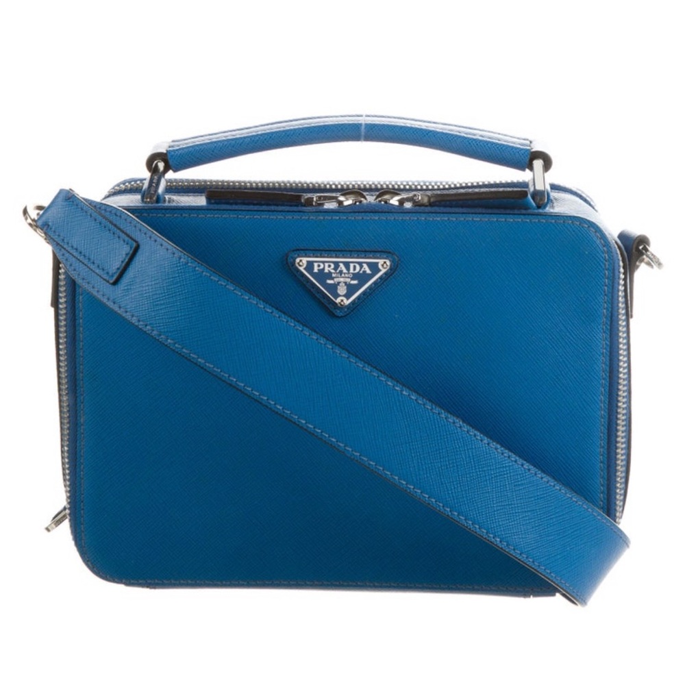 Prada Saffiano Leather Brique Bag Collection - Black, Brown, Gray, Blue - Picture 7 of 12